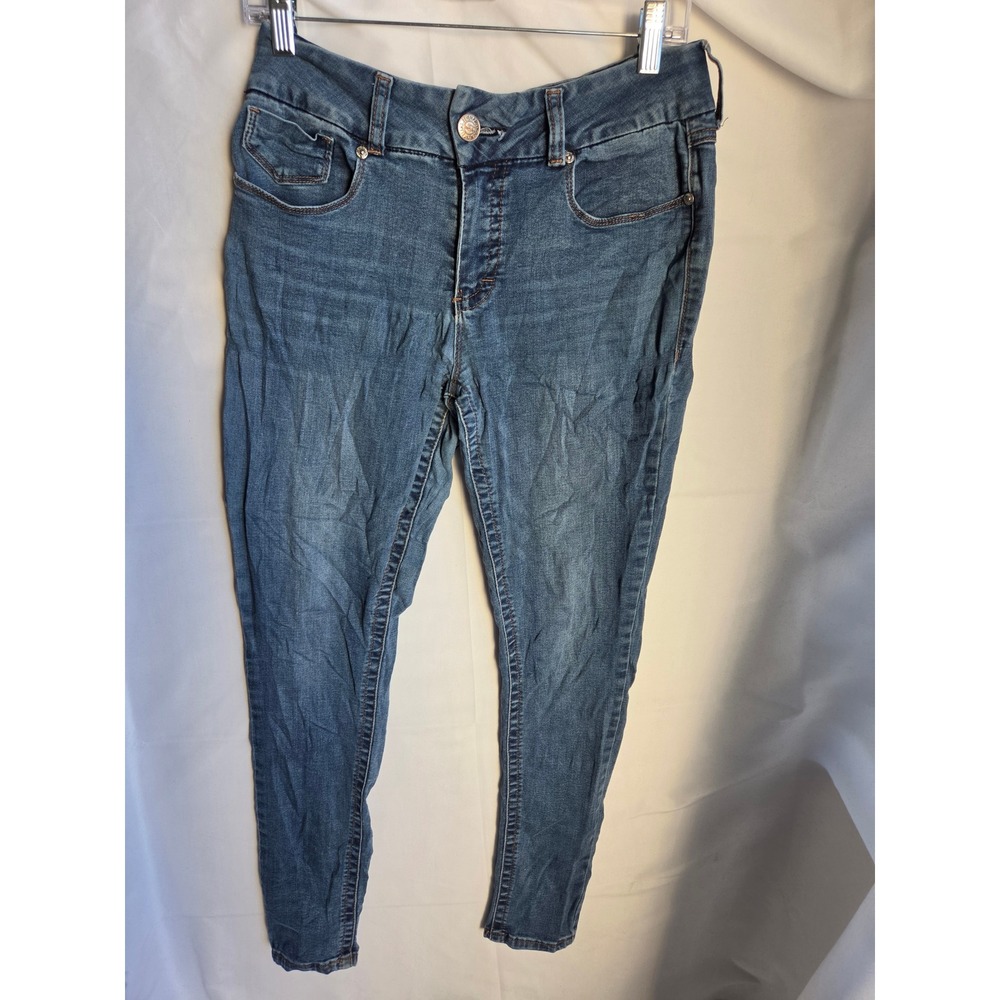 Seven7 Tummyless Jeans Womens Blue Medium Wash Skinny Mid Rise Skinny